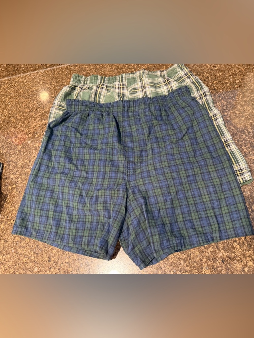 Hanes Plaid Boxer Shorts in Blue and Green